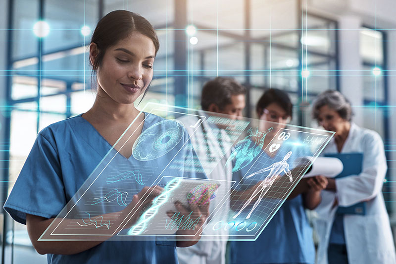 nursing-futuristic-feat nurse with data projected