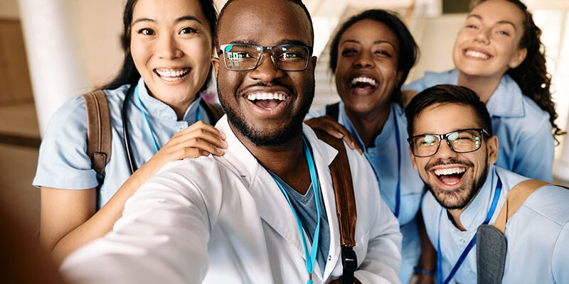 group of nursing and medical students